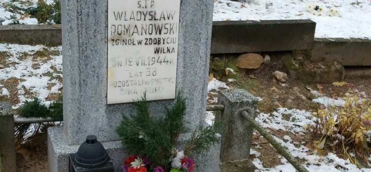 Grób obrońcy Wilna Władysława Romanowskiego w Kalwarii Wileńskiej
